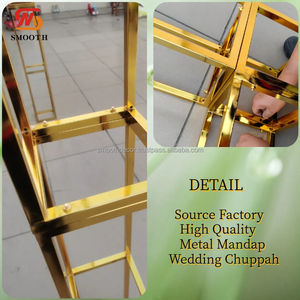 Soporte de Metal Dorado Cuadrado para Mandap Chuppah, Fondo para Decoración de Bodas - Product Image 2