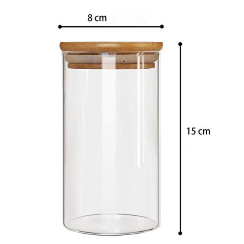 4 Pack with Airtight Bamboo Lid, 24 OZ  Food Storage Jar, Glass Kitchen Canisters glass jar with lid