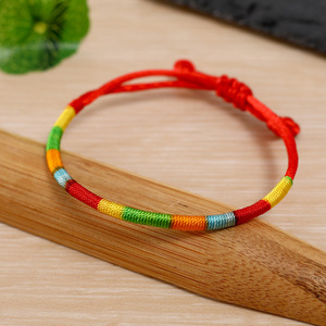 Dragon Boat Festival Bohemian Silk Thread Adjustable Sliding Knot Chinese Traditional Lucky Fortune Amulet <b>Red</b> Cord <b>Bracelet</b> 18K - Product Image 4