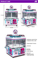Mega Mini Arcade Coin Pusher Doll Machine avec grue à griffes, éclairage LED, paiement par pièces/billets pour salles d'arcade (en métal)