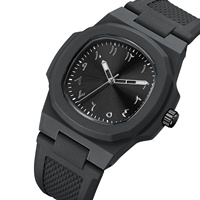 Montre Personnalisée Homme, Cadran Arabe, Carrée, Lumineuse, Silicone, Quartz, Étanche, en Polycarbonate