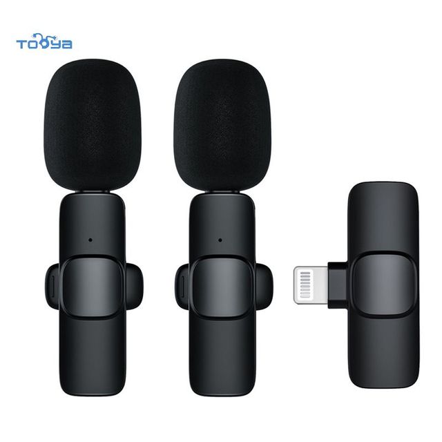 Tooya Wireless Lavalier Microphone Portable Audio Video Recording Mic for iPhone Android Live Broadcast Gaming Phone Microphone