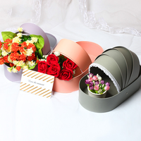 Kotak kemasan mewah kustom untuk pengaturan bunga kotak hadiah bunga mawar Hari Valentine Hari Ibu kotak bunga kertas bulat