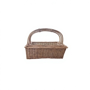 Bohemian Style Bamboo Rectangle Handcrafted Multifunctional Single <b>Storage</b> Hamper <b>Basket</b> 23x21cm Lightweight Portable Living - Product Image 4