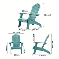 Chaise Adirondack en plastique durable avec structure en acier, imperméable, moderne, pour villa, en HIPS, pour l'extérieur