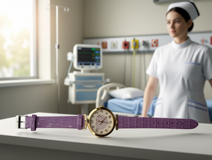 Reloj de cuarzo analógico Hyf A104, caja redonda de 32 mm, correa de cuero morado, reloj informal de moda para mujer - Product Image 2