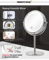 Écran tactile grossissant personnalisé miroir de maquillage led rond à batterie miroir de table de maquillage double face miroir de maquillage led avec lumière