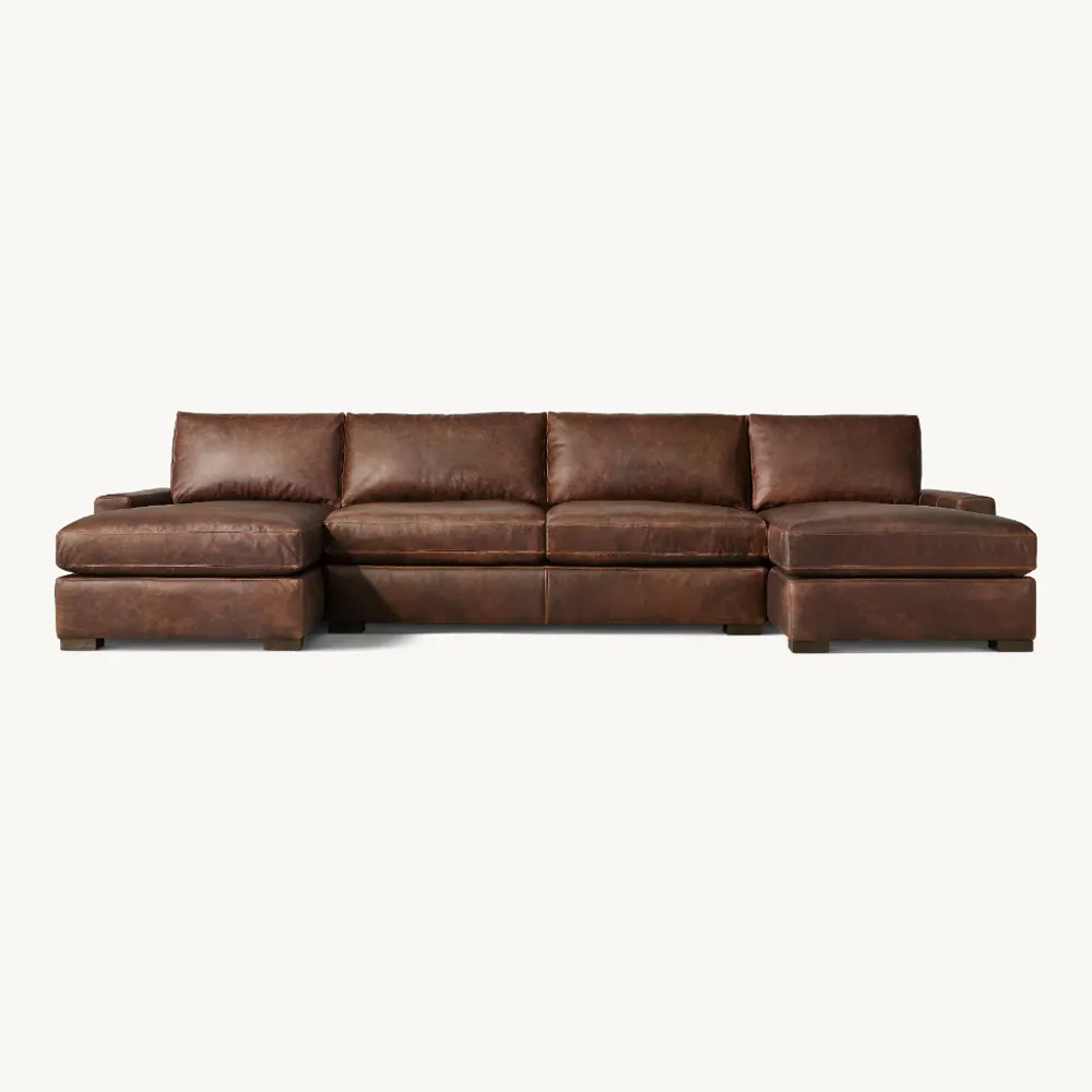High End Italian Leather Sectional Sofas Modern Luxury Nappa Leather Sofa Set For Living Room