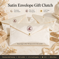 Pochette en satin imprimée avec logo personnalisé et bouton-pression, sac de rangement de luxe en soie pour cadeaux, extensions capillaires, lingerie, ou comme sac anti-poussière