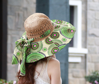 Chapeau de soleil pliable en paille à large bord en mousseline pour femme et fille, idéal pour l'été et la plage, collection 2026 (vente en gros)
