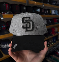 Casquettes Barbas originales en daim à 5 panneaux structurés avec logo brodé personnalisé OEM/ODM, casquettes à visière plate, casquettes Barbas avec logo brodé, NFC doré