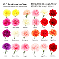 Carnation artificielle en soie réaliste de 68 cm, motif floral, pour la Fête des Mères, la décoration de studio, la planification d'événements, les vitrines et les cafés