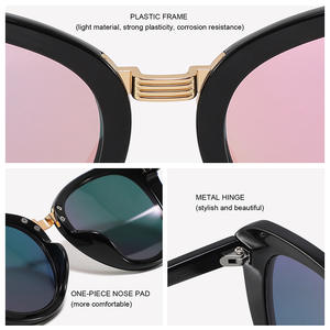 Nuevas gafas de sol tipo ojo de gato para mujer, montura de plástico negra, protección UV400, a la moda, de gran tamaño, para protección solar y trajes de viaje - Product Image 3