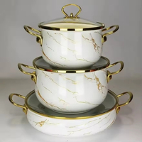 Casserole en émail à motif floral moderne 20 24 30 CM avec couvercle et doubles poignées, ensemble de casseroles en émail floral
