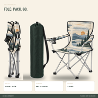 Chaise de camping portable robuste avec accoudoirs, porte-gobelet et motif logo personnalisé pour camping-car et voyages en voiture – Vente en gros