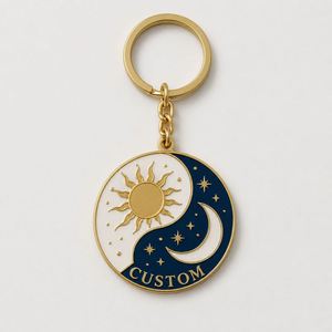 Llaveros Yin Yang Personalizados de Alta Calidad al por Mayor, Cadenas de Sol y Luna, Llavero de Recuerdo con Motto de Bendición Espiritual y Amuleto de la Suerte - Product Image 3