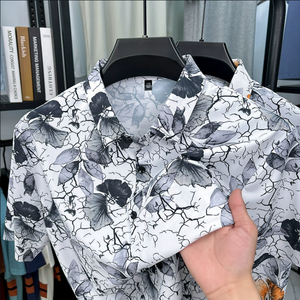 Camicia stampata estiva da <span class=keywords><strong>uomo</strong></span>, vestibilità ampia, casual, a maniche corte - Product Image 5