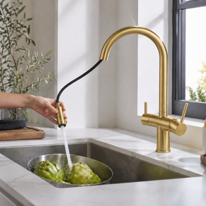 <span class=keywords><strong>Rubinetto</strong></span> <span class=keywords><strong>da</strong></span> <span class=keywords><strong>Cucina</strong></span> WaterMar in Ottone Spazzolato con <span class=keywords><strong>Filtro</strong></span>, 3 Vie, Estraibile, in Acciaio Inox 304 - Product Image 2