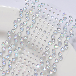 1 Hoja de Pegatinas de Tatuajes Temporales 3D con Forma de Corazón y Gema de Colores de Ensueño, Diamantes Redondos, Calcomanías de Joyería para Maquillaje DIY de Ojos/Cara - Product Image 4