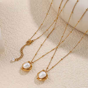 Collar de Perlas de Agua Dulce con Baño de Oro de 18k, Cadena para Clavícula, Colgante Minimalista para Uso Diario, Grado AA, Engaste en Bisel - Product Image 3