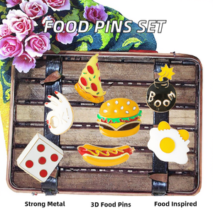 13 Estilos de Pines de Esmalte con Diseños de Comida: Hamburguesa, Pizza, Pollo, Bebidas, Café, Palomitas de Maíz, Papas Fritas, Hot Dog, Joyería para Mujer, Metal de Níquel Negro - Product Image 2