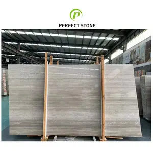 Natural Travertine Tiles Outdoor Wall Panel Stone Wooden Grey Marble Slab