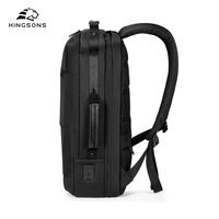 Sac à dos imperméable pour ordinateur portable Kingsons avec passepoil sac à dos noir pour ordinateur portable pour bureau sac à dos d'affaires pour hommes faire la navette