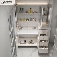 Buildgres Meuble de salle de bain élégant avec lavabo et miroir LED Vanité de salle de bain Vanité de salle de bain
