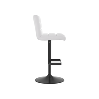 Tabouret de bar en cuir blanc réglable de qualité supérieure avec base noire, chaise de bar pivotante moderne et élégante pour îlot de cuisine