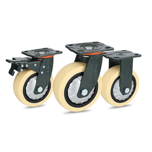 Roulettes pivotantes industrielles robustes en nylon anti-crevaison jaunes de <span class=keywords><strong>4</strong></span> pouces, capacité de charge 320 kg - Product Image 1