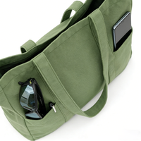 Nouveau sac fourre-tout en toile verte minimaliste, écologique et recyclée - Sac fourre-tout durable multi-poches pour ordinateur portable et usage quotidien
