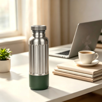 Nouvelle conception, bouteille d'eau sportive isolée de 500 ml, en acier inoxydable, à double paroi, thermos, bouteille anti-fuite avec poignée de transport