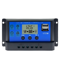 Controlador de Carga Solar de Silicio Monocristalino PWM de 12V/24V 10A para Baterías de Plomo-Ácido GEL, Pantalla LCD, Salida USB Dual, Carga de 240W