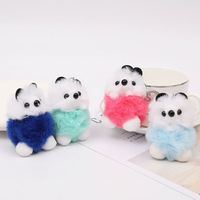 Promotion petit ours en peluche animal porte-clés jouets jolie fille en peluche moelleux Pom pom fourrure raton laveur pompons fourrure porte-clés pendentif à breloque