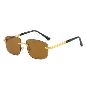 Vente en gros de lunettes de soleil sans monture de marque styliste fantaisie à la mode verres taillés en diamant UV400 lunettes de soleil pour hommes et femmes unisexes