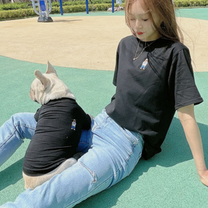 S ~ 4XL t-shirt noir et <span class=keywords><strong>blanc</strong></span> correspondant tenue <span class=keywords><strong>chien</strong></span> et propriétaire - Product Image 2
