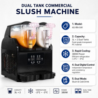 Machine à slush professionnelle à double réservoir 3L*2, contrôle numérique, 2 modes, pour bar, café, restaurant