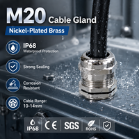Presse-étoupe M20 en laiton nickelé, étanche IP68, raccord de câblage industriel, accessoires de presse-étoupe métrique en acier inoxydable