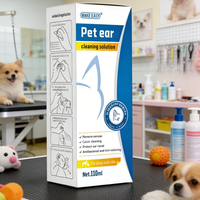 Solution de nettoyage des oreilles pour animaux de compagnie OEM ODM facile à utiliser pour chiens et chats 110 ml Lavage des oreilles pour éliminer les acariens et la cire Soulage les démangeaisons Infection