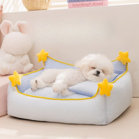 Canapé-lit pour animaux de compagnie en coton nuageux à rayures, grand lit pour animaux de compagnie, chaud toute l'année, pour chats et chiens