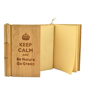 Cuaderno de madera con patrón de tallado de bambú Natural, cuaderno con impresión personalizada de alta calidad, cubierta dura, cuaderno Vintage