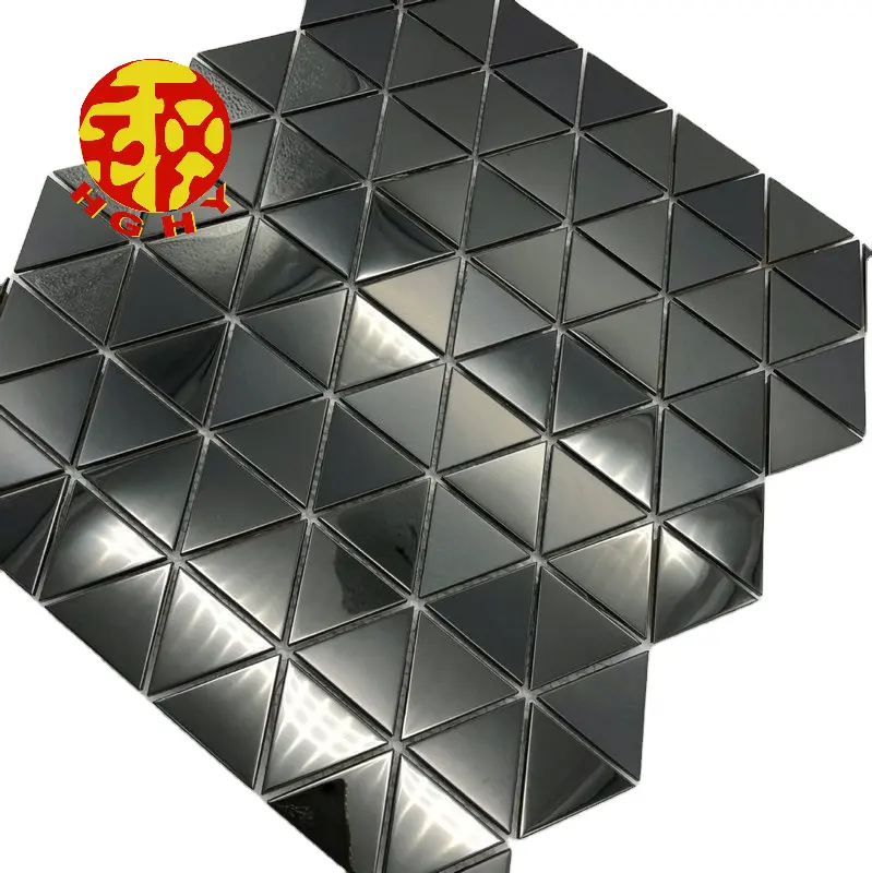 metallic color mosaic tile stainless steel stone piece decoration for hotel garden