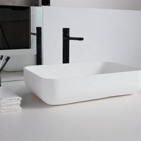 Design moderne Surface solide Hôtel Art Bassin Comptoir Évier de lavage à la main avec égouttoir pour salle de bain Traitement poli