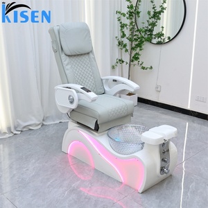 KISEN Good Quality Electric Massage Relax Pedicure Chairs Nail Salon Furniture Foot Spa Manicure Pedicure Chair With Basin LED - Product Image 1