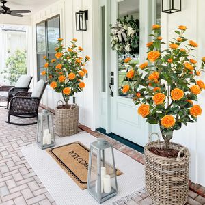 Gran oferta de árbol Floral de planta en maceta naranja falso para exteriores, gran variedad de plantas en maceta, árbol de Camelia Artificial para la decoración interior de la puerta delantera del hogar - Product Image 1