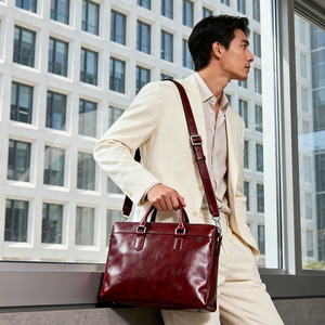 Bolso de mano para documentos de 14 pulgadas de gran capacidad de cuero de grano Superior de Negocios de <span class=keywords><strong>Abogados</strong></span> de moda clásico personalizado, bolso de trabajo para ordenador portátil, maletín - Product Image 1