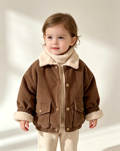 Nouvelle arrivée : veste en velours côtelé pour tout-petits, épaisse et chaude, doublée de polaire, manteau pour bébé, vêtements d'extérieur d'hiver pour enfants, veste à col rabattu pour garçons - Product Image 2