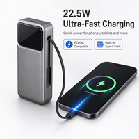 Batterie externe portable Alibaba en promotion 10000 mAh avec câble rétractable intégré de 65 cm et écran LED numérique