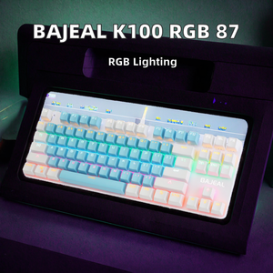 Bajeal K100 Teclas de doble color 87 Teclas <span class=keywords><strong>RGB</strong></span> Respiración Interruptor azul claro Teclado mecánico para juegos con cable - Product Image 3