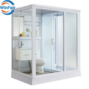 WinFair komple prefabrik modüler cam kabin taşınabilir banyo ünitesi ve duş Pod tuvalet kabin Combo duş odası